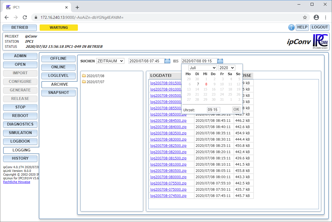 ipConv4 Logfile Archiv