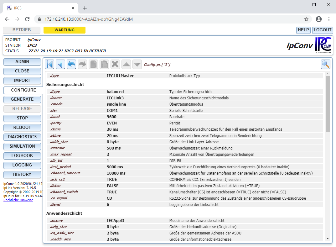 ipConv protocol stack configuration