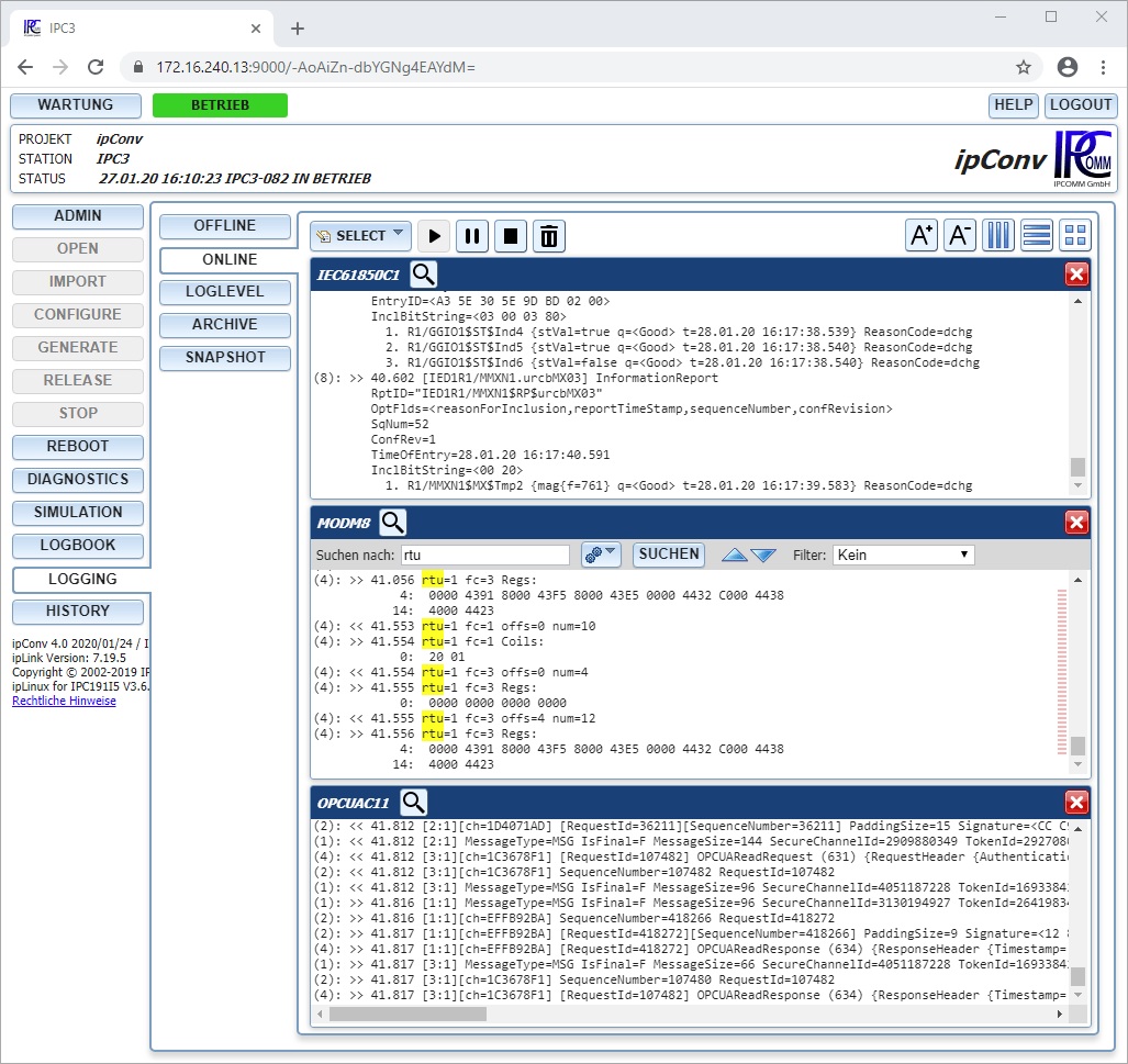 ipConv data logging