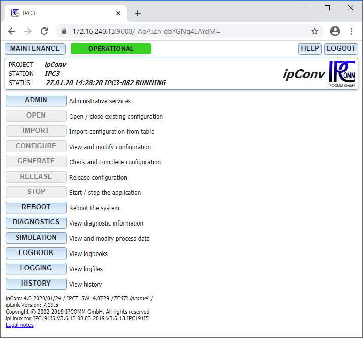 ipConv main menu