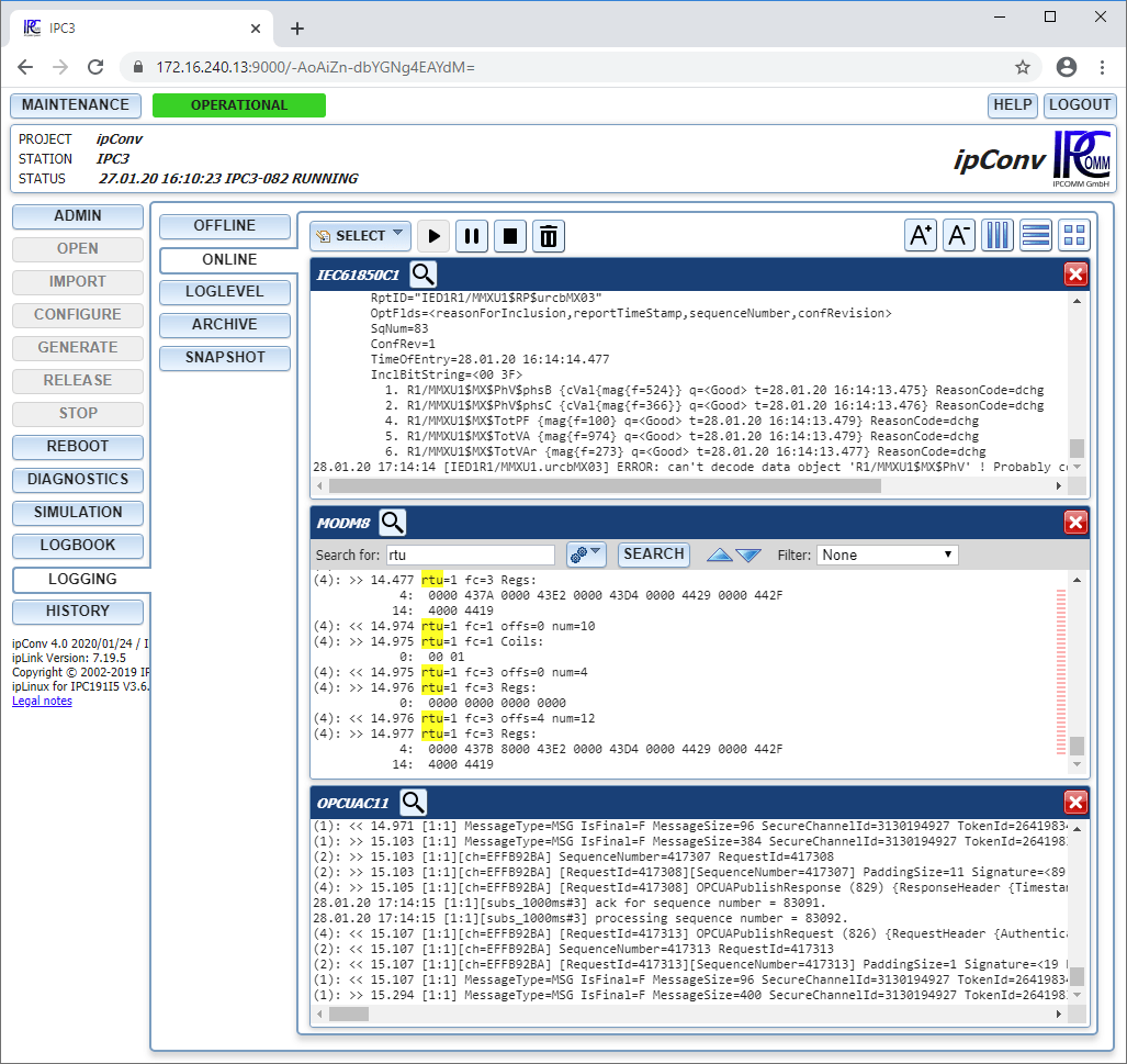 ipConv data logging