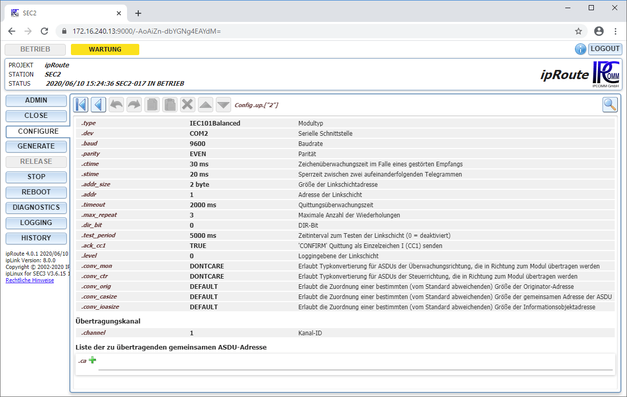 ipRoute IEC101 balanced