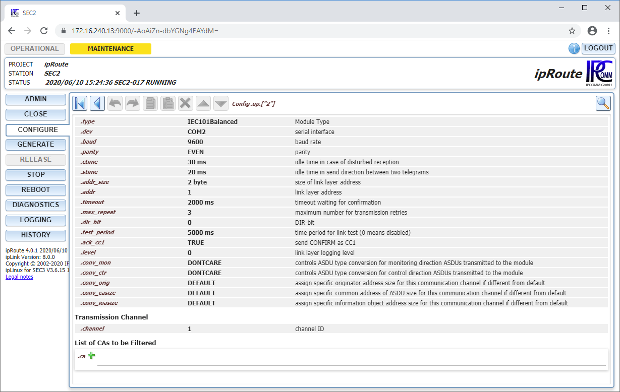 ipRoute IEC104 balanced