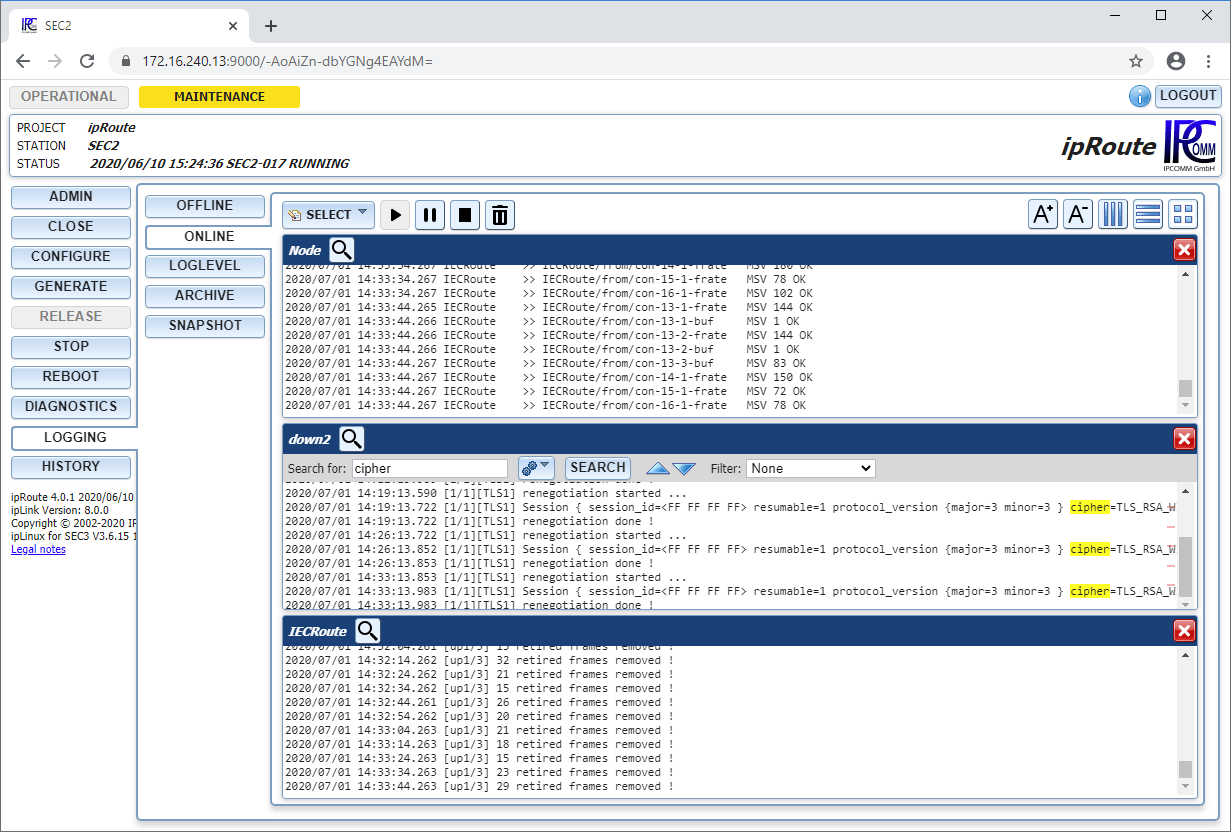 ipRoute logging